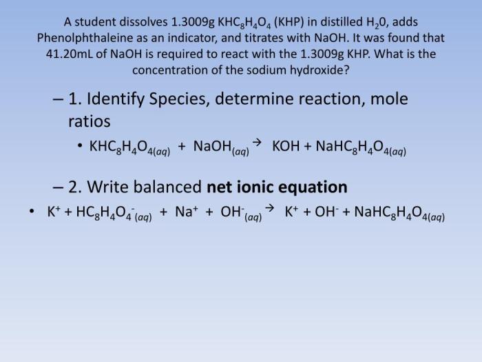 Khp naoh net ionic equation