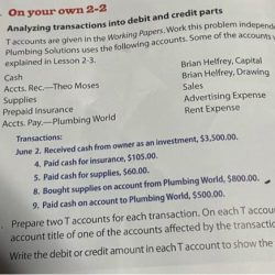 Part four analyzing transactions into debit and credit parts