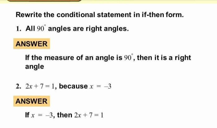 Geometry conditional statements worksheet with answers