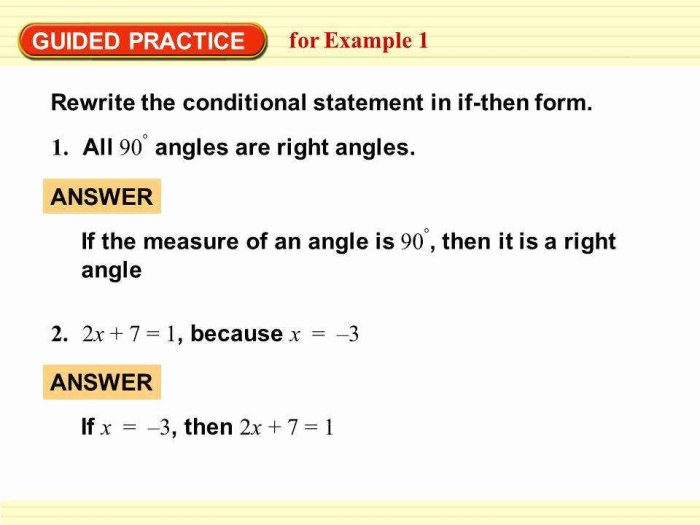 Geometry conditional statements worksheet with answers