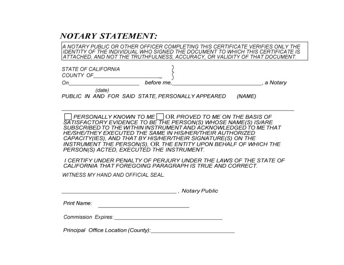 Notary acknowledgement statement templates templatelab acknowledgements